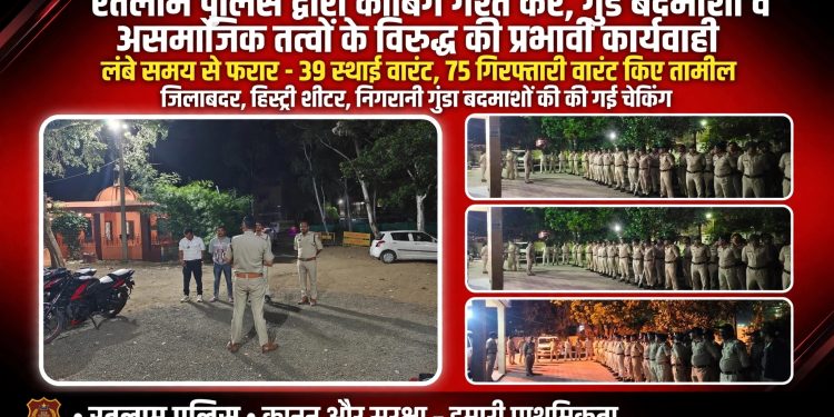 लंबे समय से फरार– 39,-स्थाई वारंट, 75-गिरफ्तारी वारंट किए तामील जिलाबदर, हिस्ट्री शीटर, निगरानी गुंडा बदमाशों की की गई चेकिंग